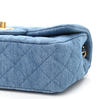 Chanel Denim Quilted Mini Pearl Crush Rectangular Flap Blue 9 of 10