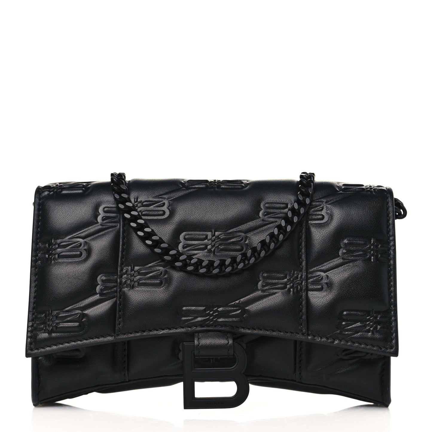 Nappa BB Monogram Embossed Hourglass Chain Bag Black