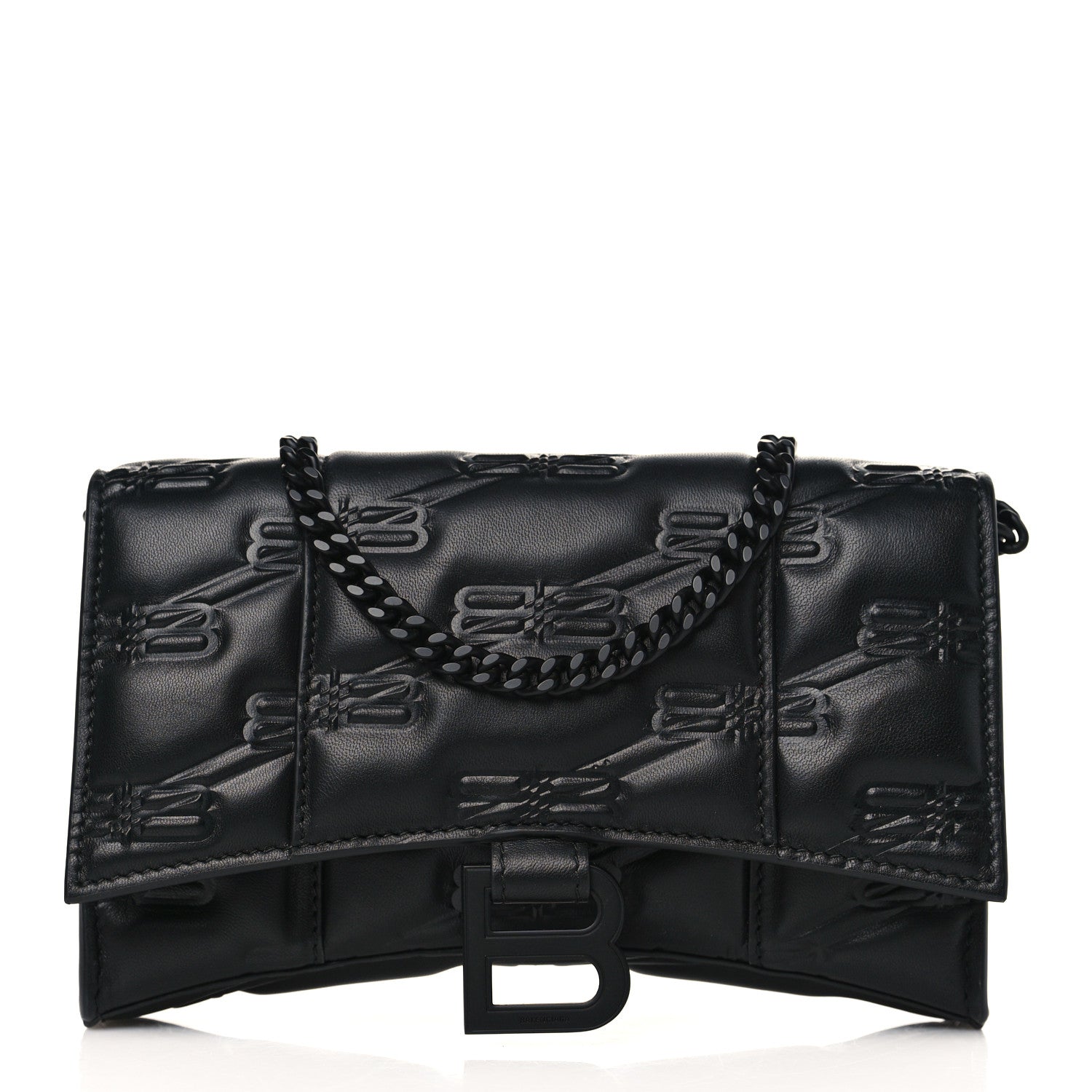 Balenciaga Nappa BB Monogram Embossed Hourglass Chain Bag Black 1 of 9