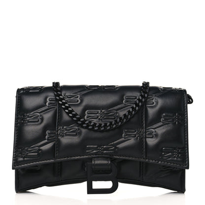 Balenciaga Nappa BB Monogram Embossed Hourglass Chain Bag Black 1 of 9