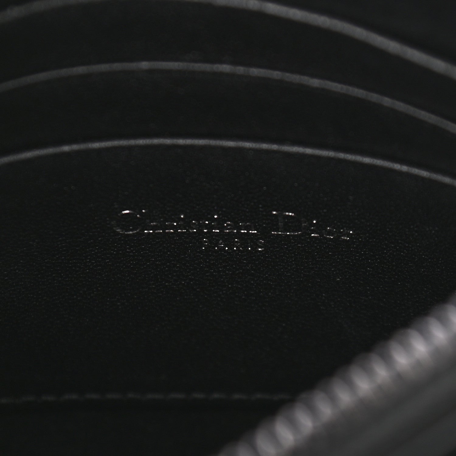 Christian Dior Calfskin Macrocannage Diamond Caro Zipped Pouch With Chain Black 6 of 13