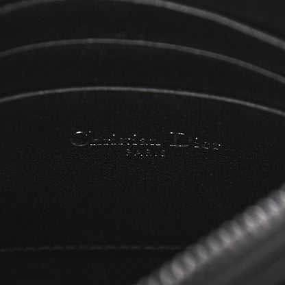 Christian Dior Calfskin Macrocannage Diamond Caro Zipped Pouch With Chain Black 6 of 13