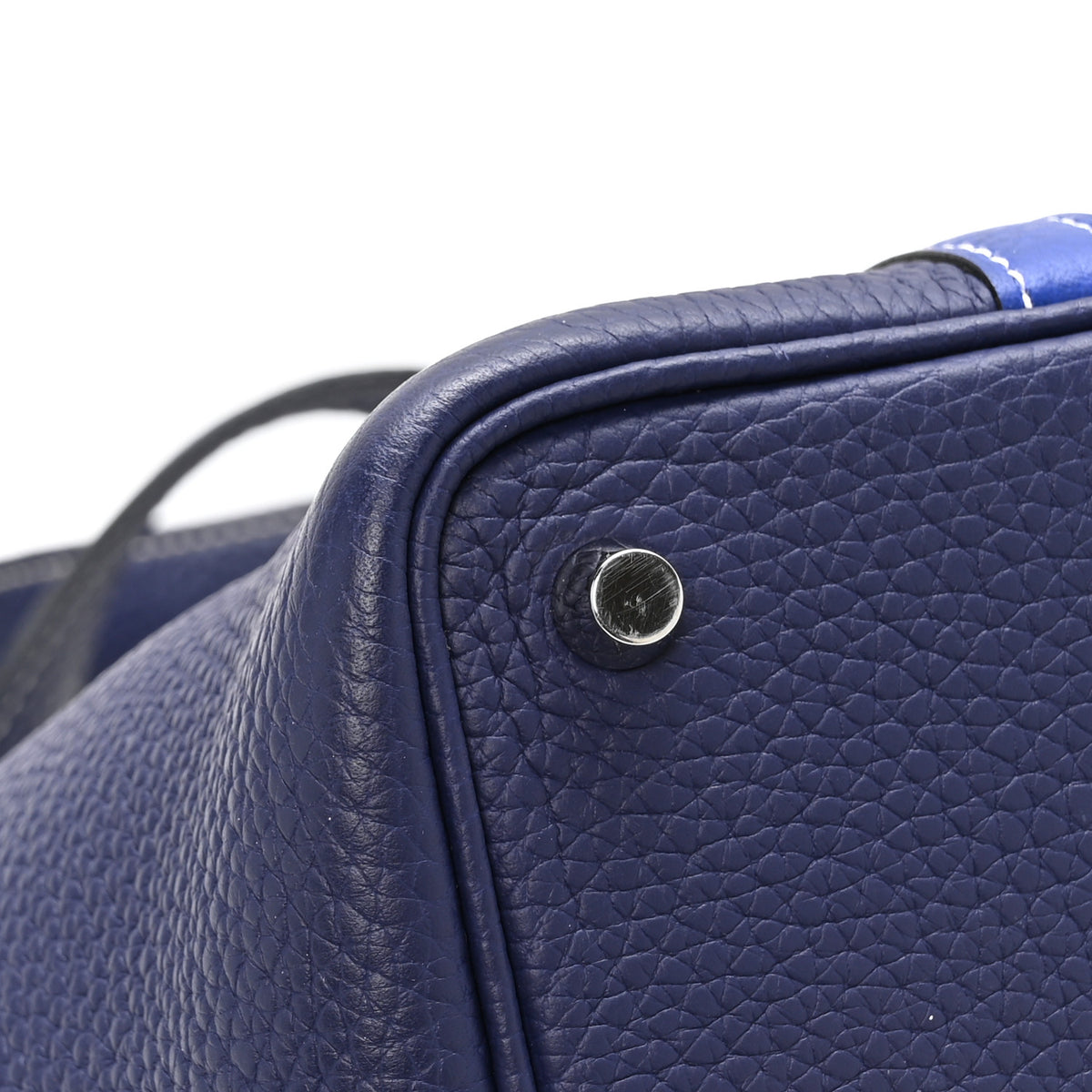 Hermes Taurillon Clemence Casaque Picotin Lock 18 PM Bleu Electrique Bleu Encre 9 of 13