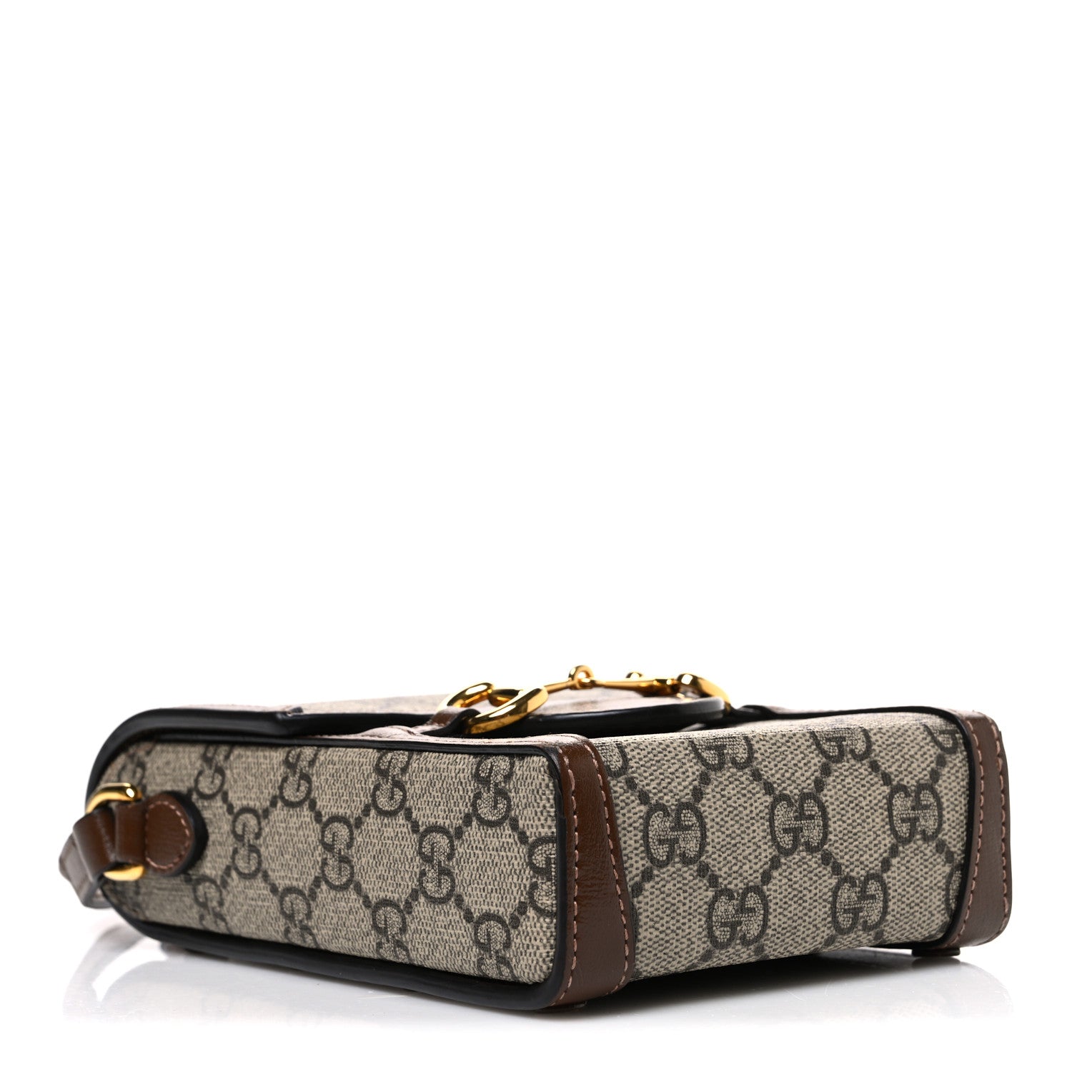 Gucci GG Supreme Monogram Mini Horsebit 1955 Crossbody Bag Beige Brown Sugar 4 of 12