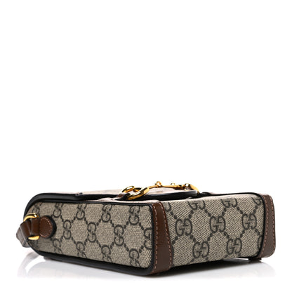 Gucci GG Supreme Monogram Mini Horsebit 1955 Crossbody Bag Beige Brown Sugar 4 of 12
