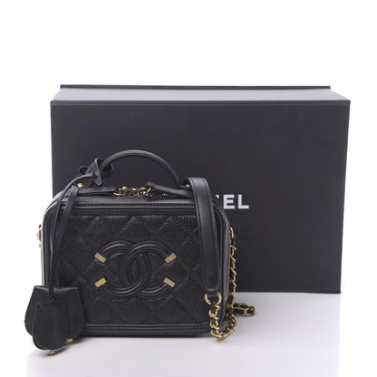 Chanel Caviar Quilted Small CC Filigree Vanity Case Black 11 of 11