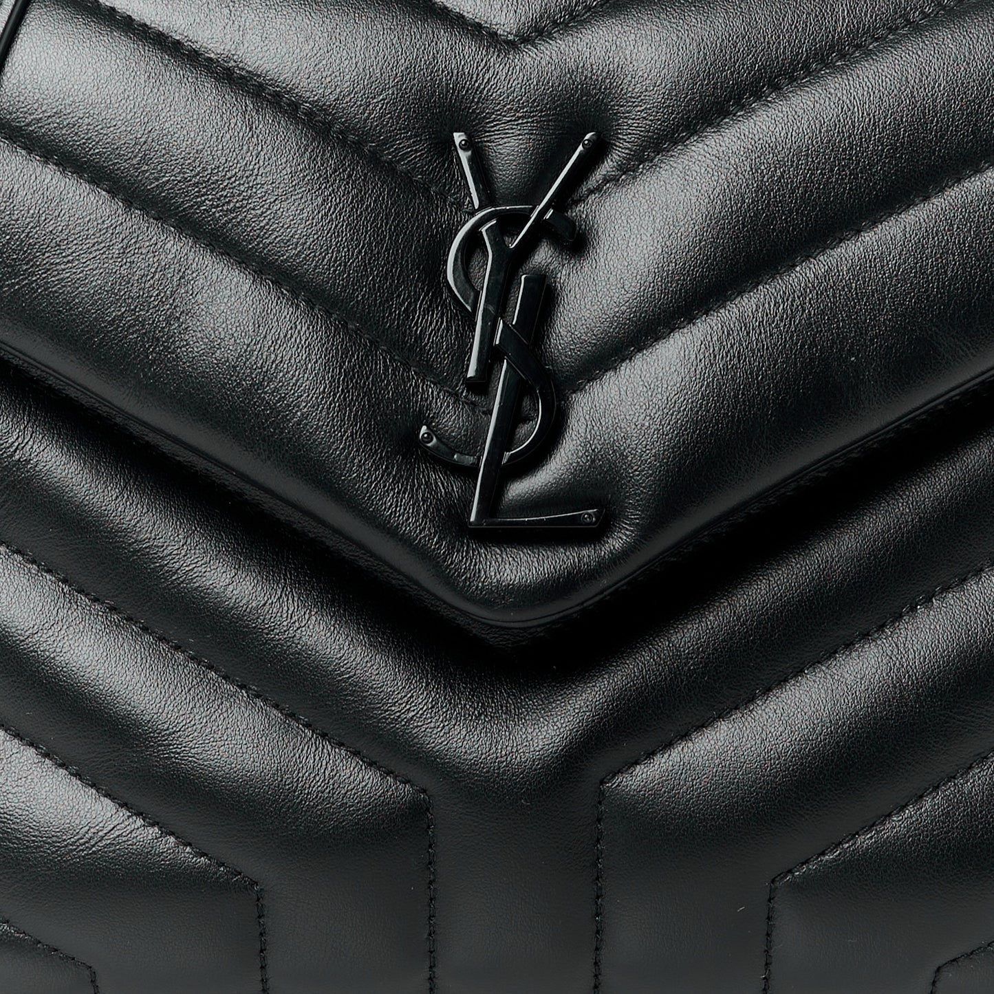 Calfskin Y Quilted Monogram Monochrome Small Loulou Chain Satchel Black