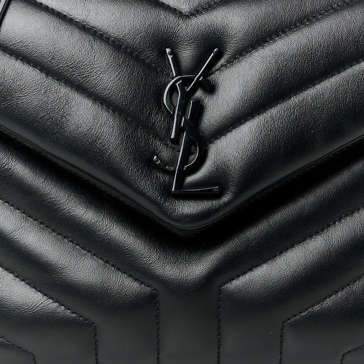 Saint Laurent Calfskin Y Quilted Monogram Monochrome Small Loulou Chain Satchel Black 9 of 12