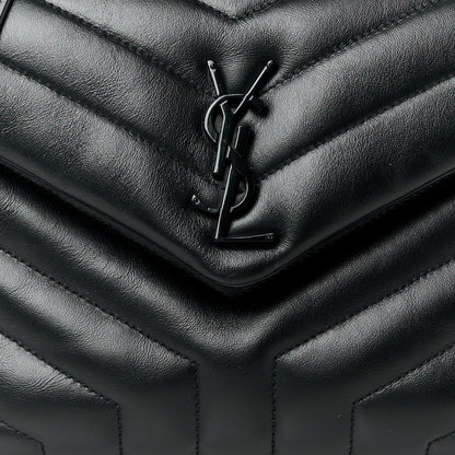 Saint Laurent Calfskin Y Quilted Monogram Monochrome Small Loulou Chain Satchel Black 9 of 12
