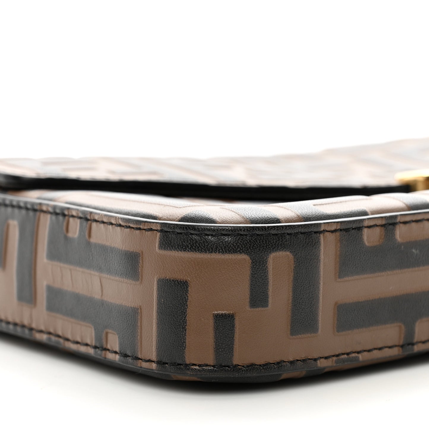 Vitello Soft F is Fendi Bi-Color FF 1974 Embossed Envelope Wallet On Chain with Pouches Maya Black