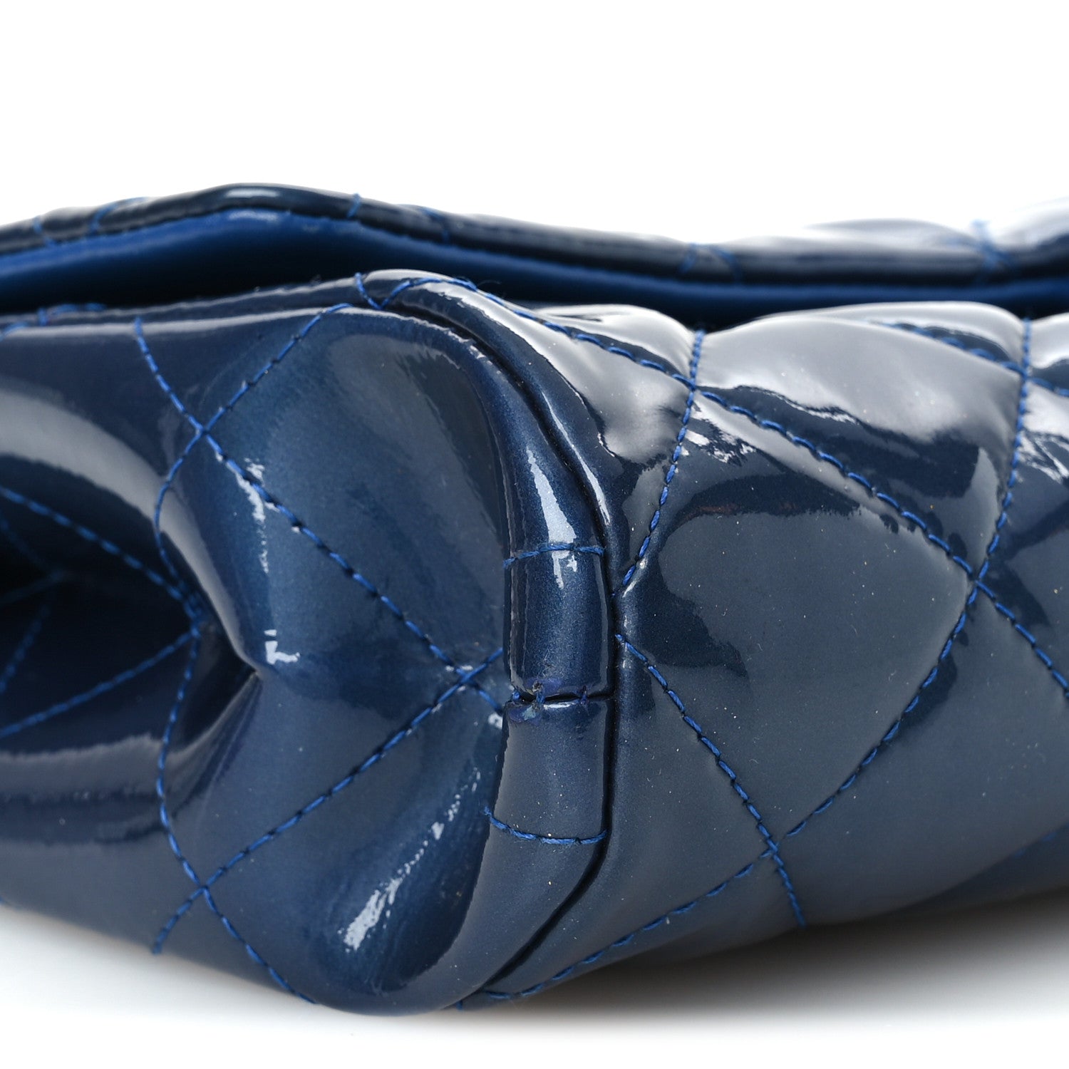 Chanel Patent Quilted Clutch with Chain Flap Blue 9 of 10