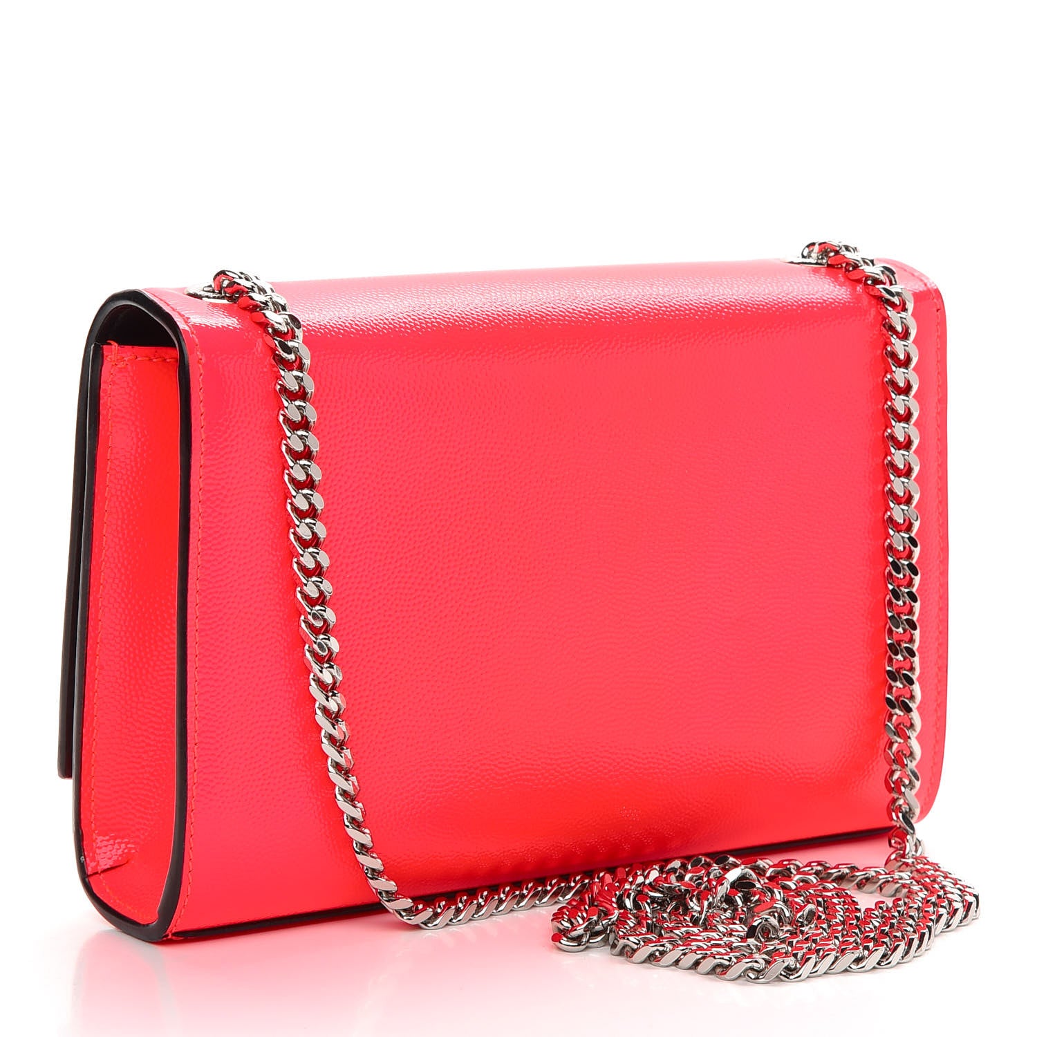 Saint Laurent Patent Grain de Poudre Small Monogram Kate Satchel Neon Pink 3 of 8