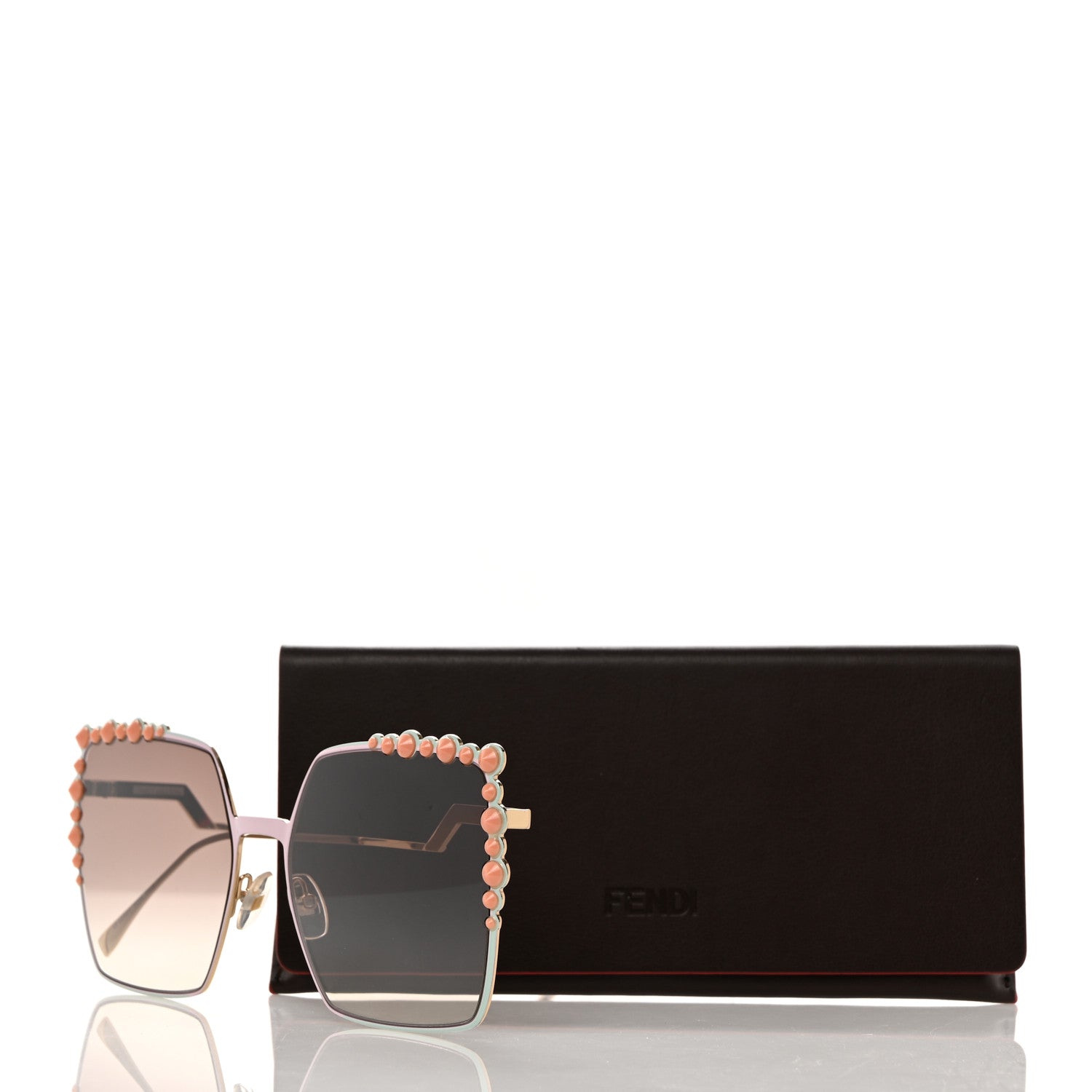 Fendi Metal Dots Square Sunglasses FF 0259/S Gold 8 of 8