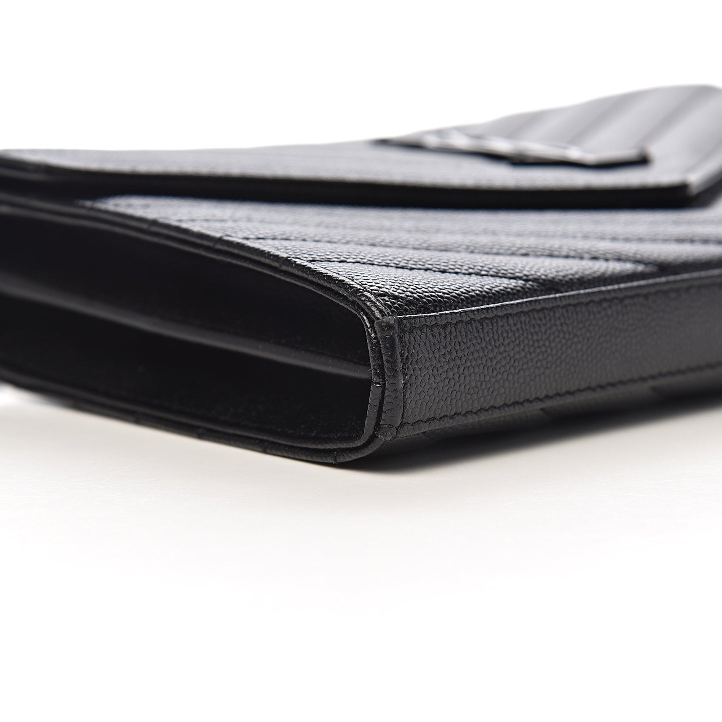 Grain De Poudre Matelasse Chevron Monogram Chain Wallet Black