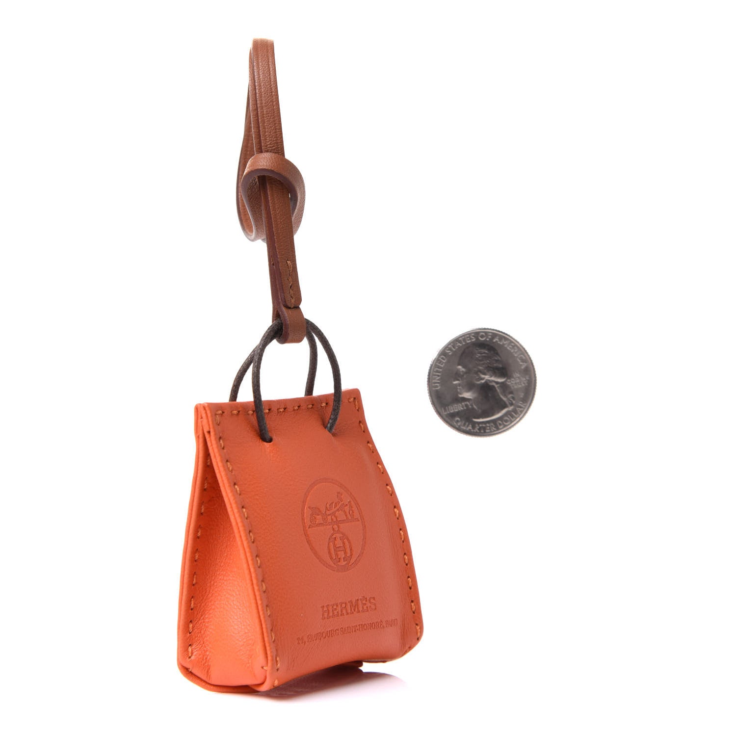 Hermes Milo Lambskin Swift Shopping Bag Charm Feu Gold 2 of 5