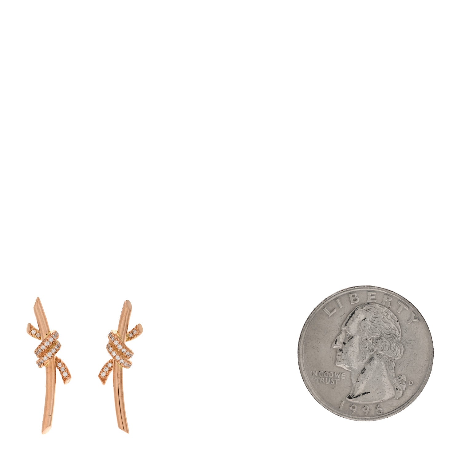 Tiffany 18K Rose Gold Diamond Tiffany Knot Earrings 2 of 5