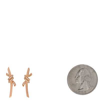 Tiffany 18K Rose Gold Diamond Tiffany Knot Earrings 2 of 5