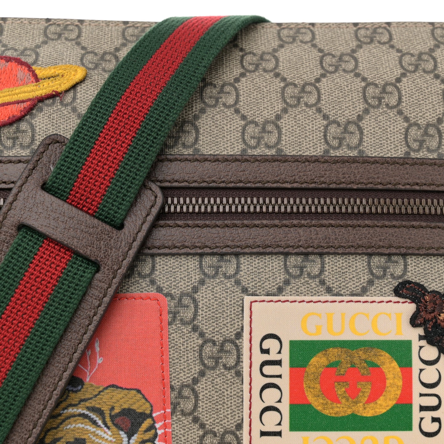 Soft GG Supreme Monogram Courrier Web Medium Flat Messenger Bag Beige New Acero Multicolor