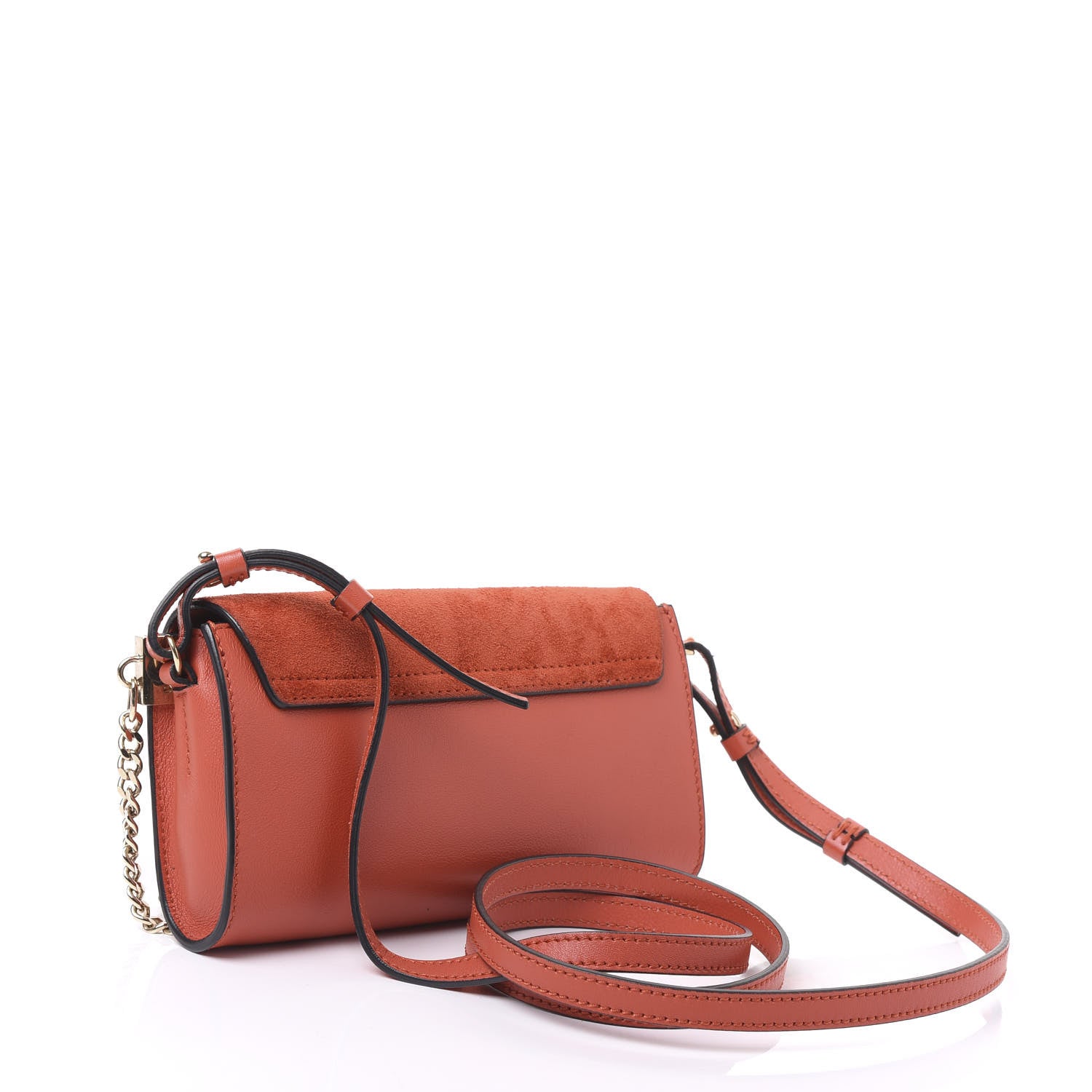 Chloe Suede Calfskin Mini Faye Shoulder Bag Plaid Red 2 of 10