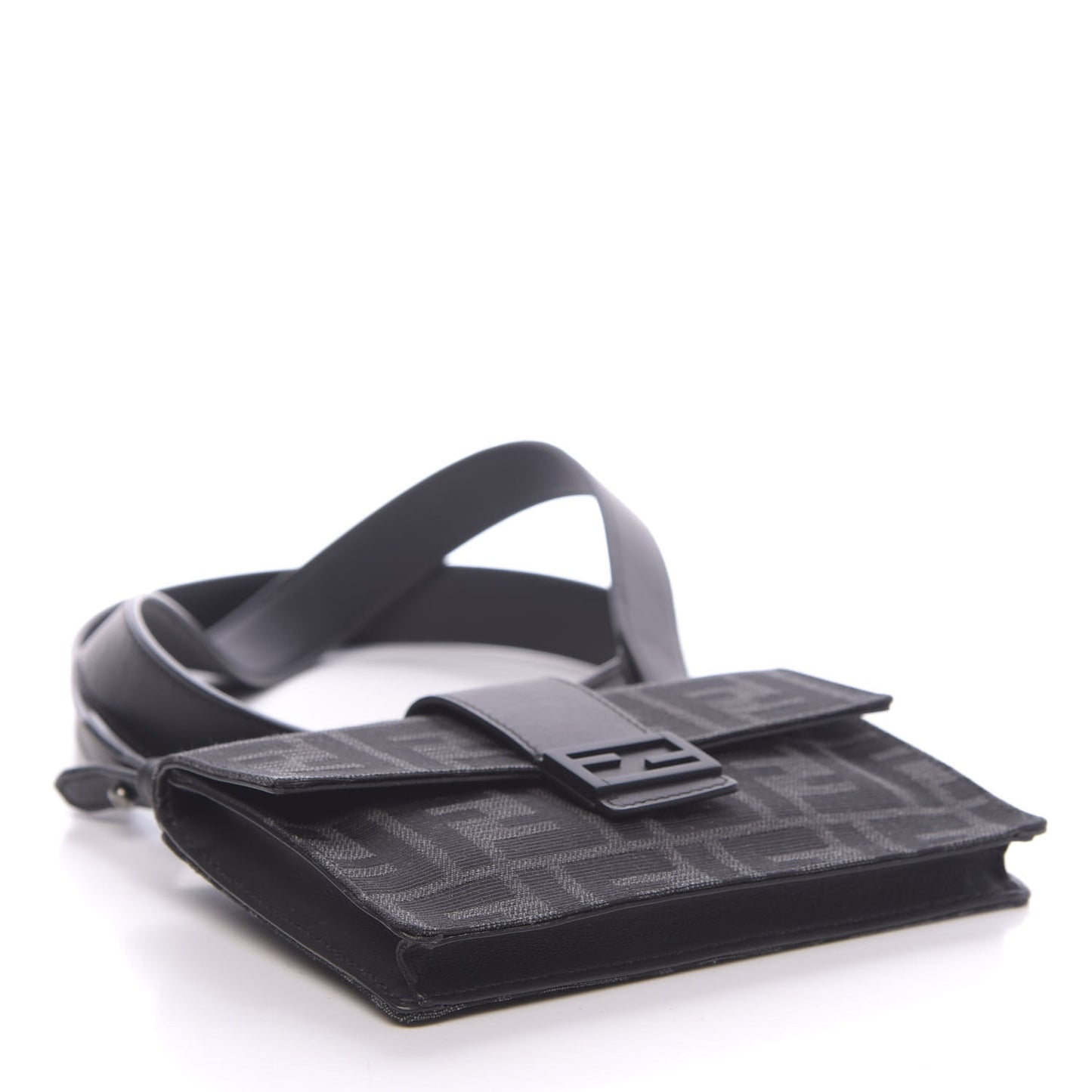 Recycled Fabric Jacquard Vitello Grace FF 1974 Baguette Belt Pouch Asfalto Black