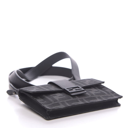 Fendi Recycled Fabric Jacquard Vitello Grace FF 1974 Baguette Belt Pouch Asfalto Black 4 of 10