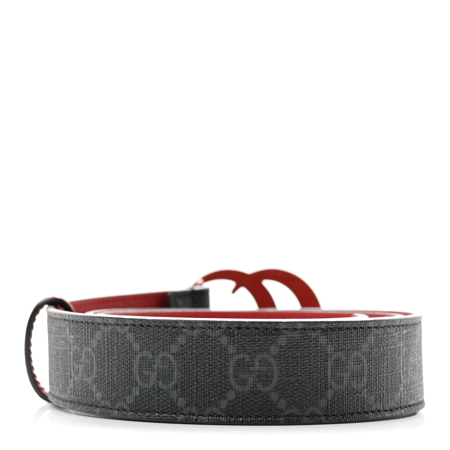 Gucci GG Supreme Enamel Double G 30mm Belt 85 34 Black New Cherry Red 2 of 7