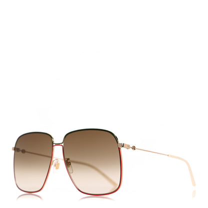 Gucci Web Rectangular Frame Interlocking G Sunglasses GG0394S Green Red 1 of 9