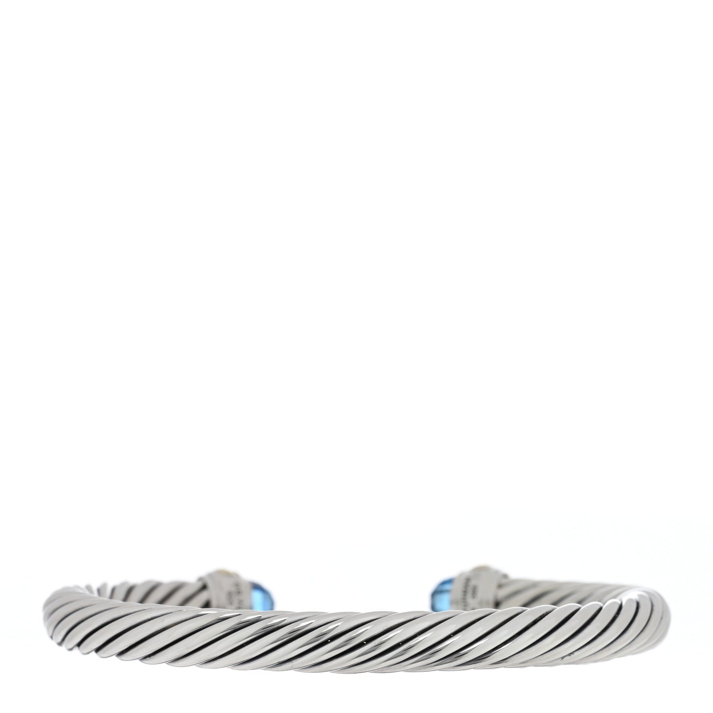 Sterling Silver 14K Yellow Gold Blue Topaz 7mm Cable Classics Bracelet