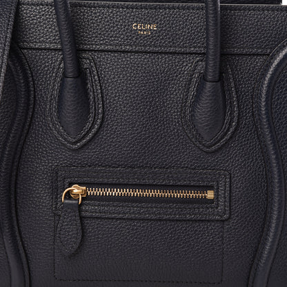 Celine Drummed Calfskin Nano Luggage Midnight 8 of 12