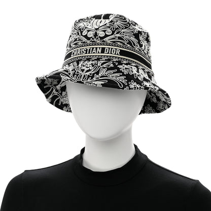Christian Dior Cotton D-Bobby Small Brim Bucket Hat 57 Black White 2 of 7