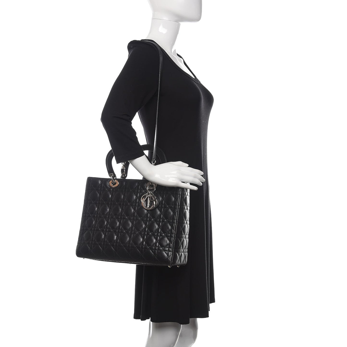 Lambskin Cannage Large Lady Dior Black