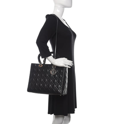 Christian Dior Lambskin Cannage Large Lady Dior Black 2 of 15