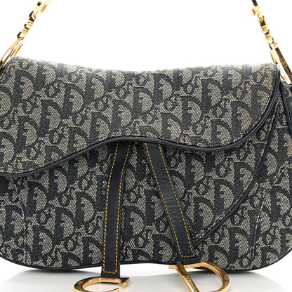 Christian Dior Monogram Double Saddle Bag Navy Blue 8 of 12