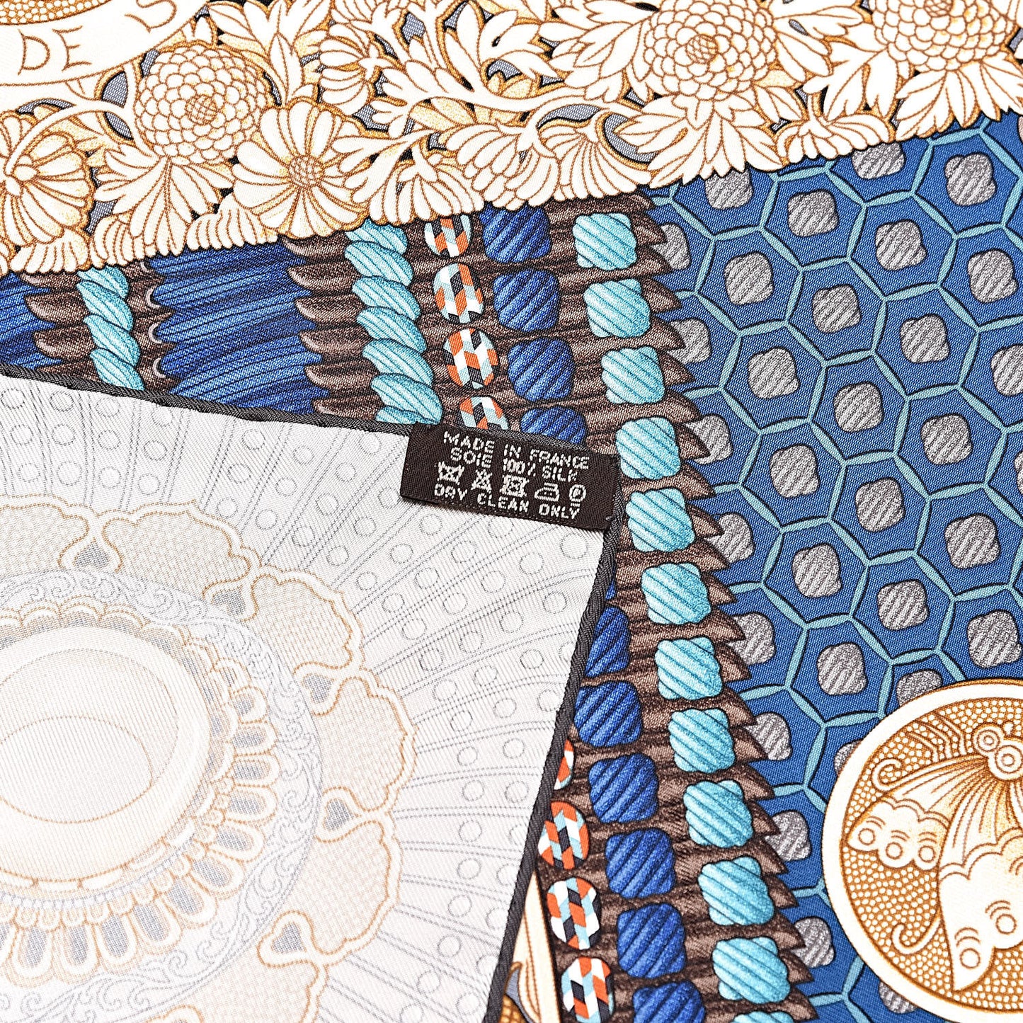 Silk Parures de Samouraïs Scarf 90 Ebene Bleu Orange