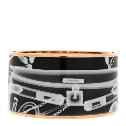Hermes Enamel Printed Please, Check In Extra Wide Bracelet 65 Positif Negatif 1 of 5