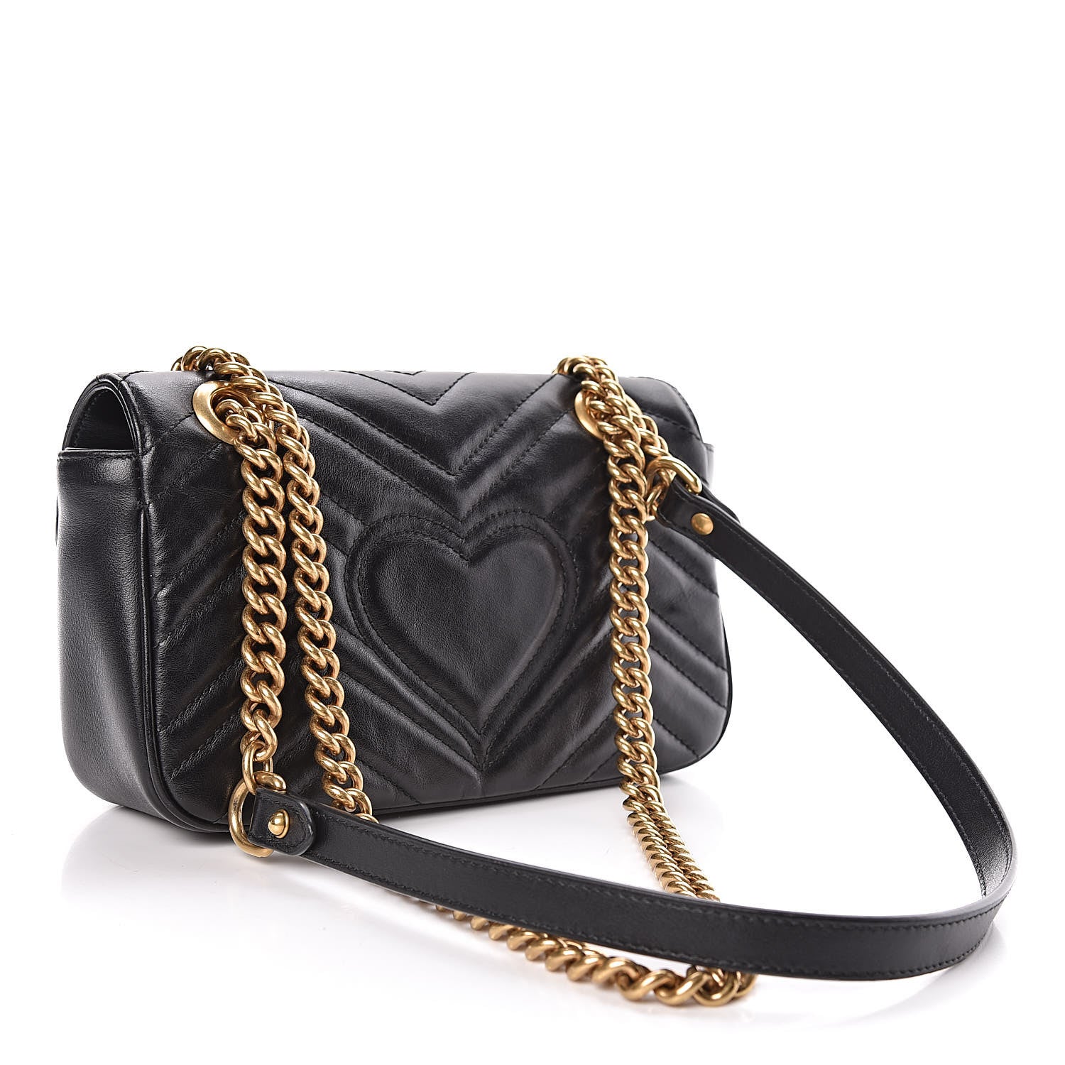 Gucci Calfskin Matelasse Mini GG Marmont Shoulder Bag Black 3 of 10