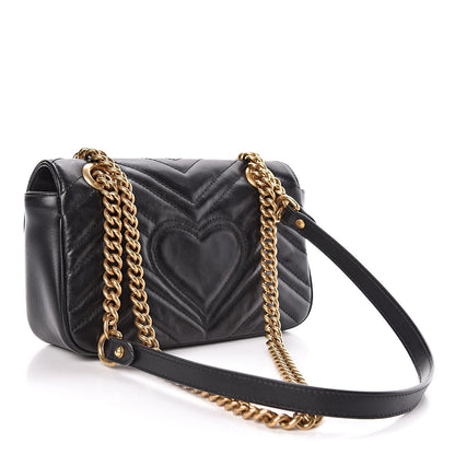 Gucci Calfskin Matelasse Mini GG Marmont Shoulder Bag Black 3 of 10