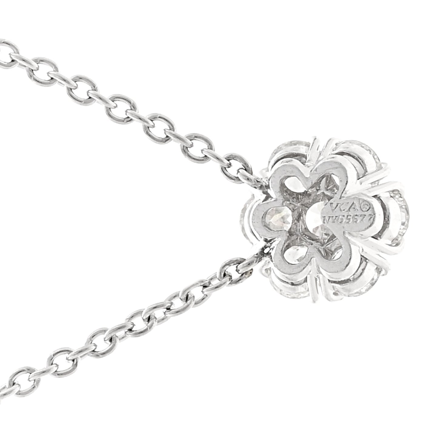 Platinum Diamond Fleurette Pendant Necklace