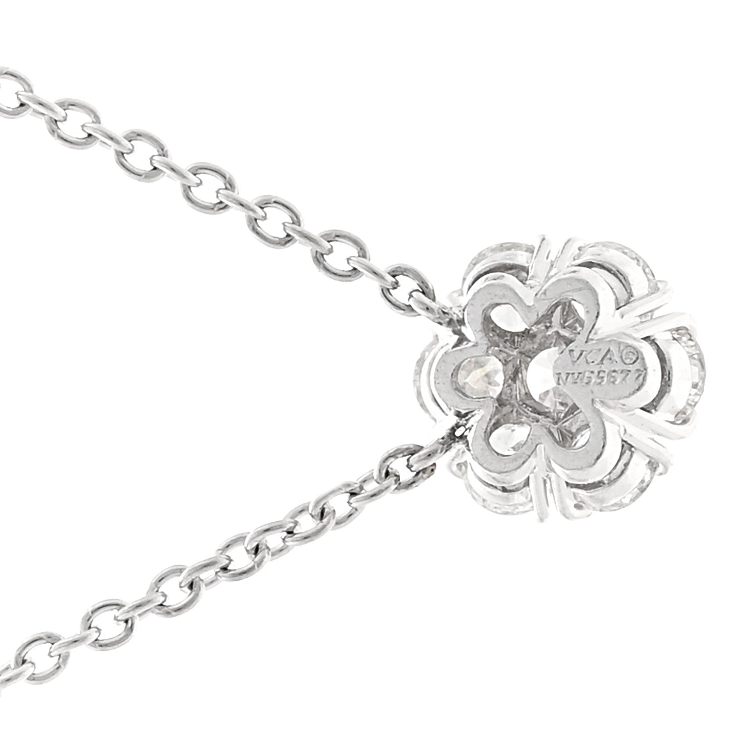 Van Cleef & Arpels Platinum Diamond Fleurette Pendant Necklace 4 of 5