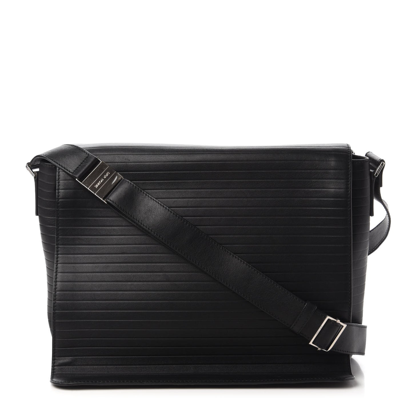 HOMME Calfskin Ribbed Messenger Black