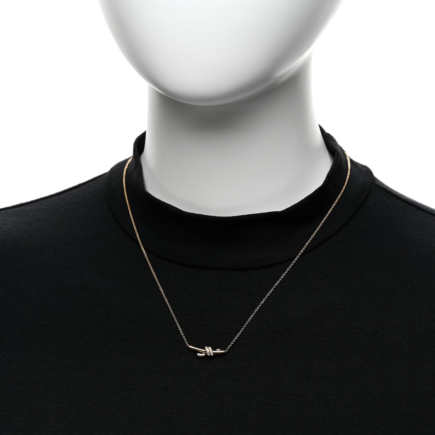 18K Yellow Gold Diamond Small Knot Necklace