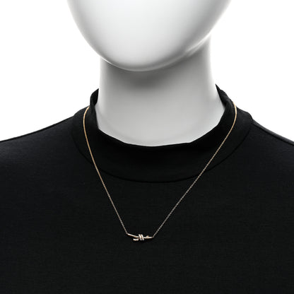 Tiffany 18K Yellow Gold Diamond Small Knot Necklace 2 of 6