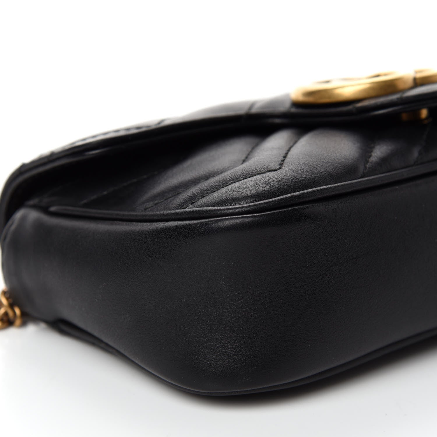 Gucci Calfskin Matelasse Super Mini GG Marmont Shoulder Bag Black 6 of 13