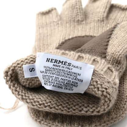 Hermes Cashmere Deerskin Baltimore Gloves S Gris Clair Etoupe 3 of 4