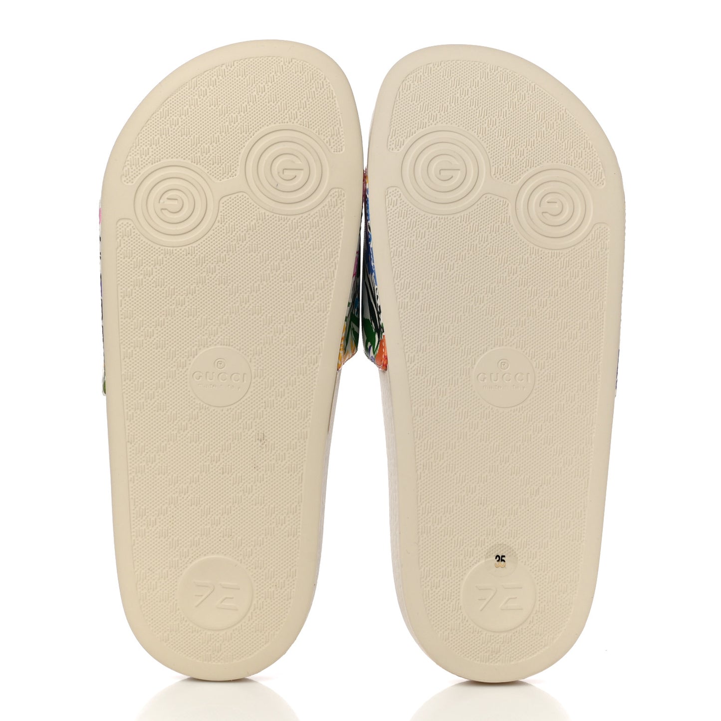 X KEN SCOTT Rubber Infinity Giardino d Apri Interlocking G Womens Pool Slide Sandals 35 Ivory Pink Wild Rose
