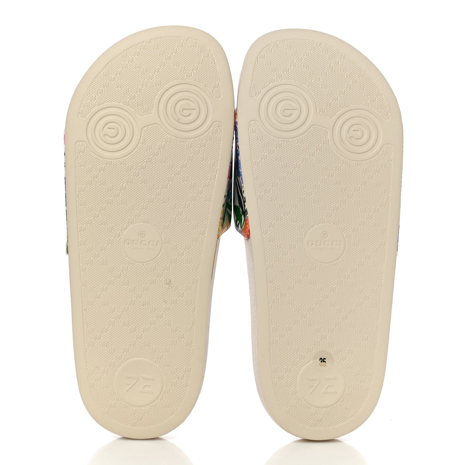 Gucci X KEN SCOTT Rubber Infinity Giardino d Apri Interlocking G Womens Pool Slide Sandals 35 Ivory Pink Wild Rose 5 of 10