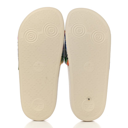 Gucci X KEN SCOTT Rubber Infinity Giardino d Apri Interlocking G Womens Pool Slide Sandals 35 Ivory Pink Wild Rose 5 of 10