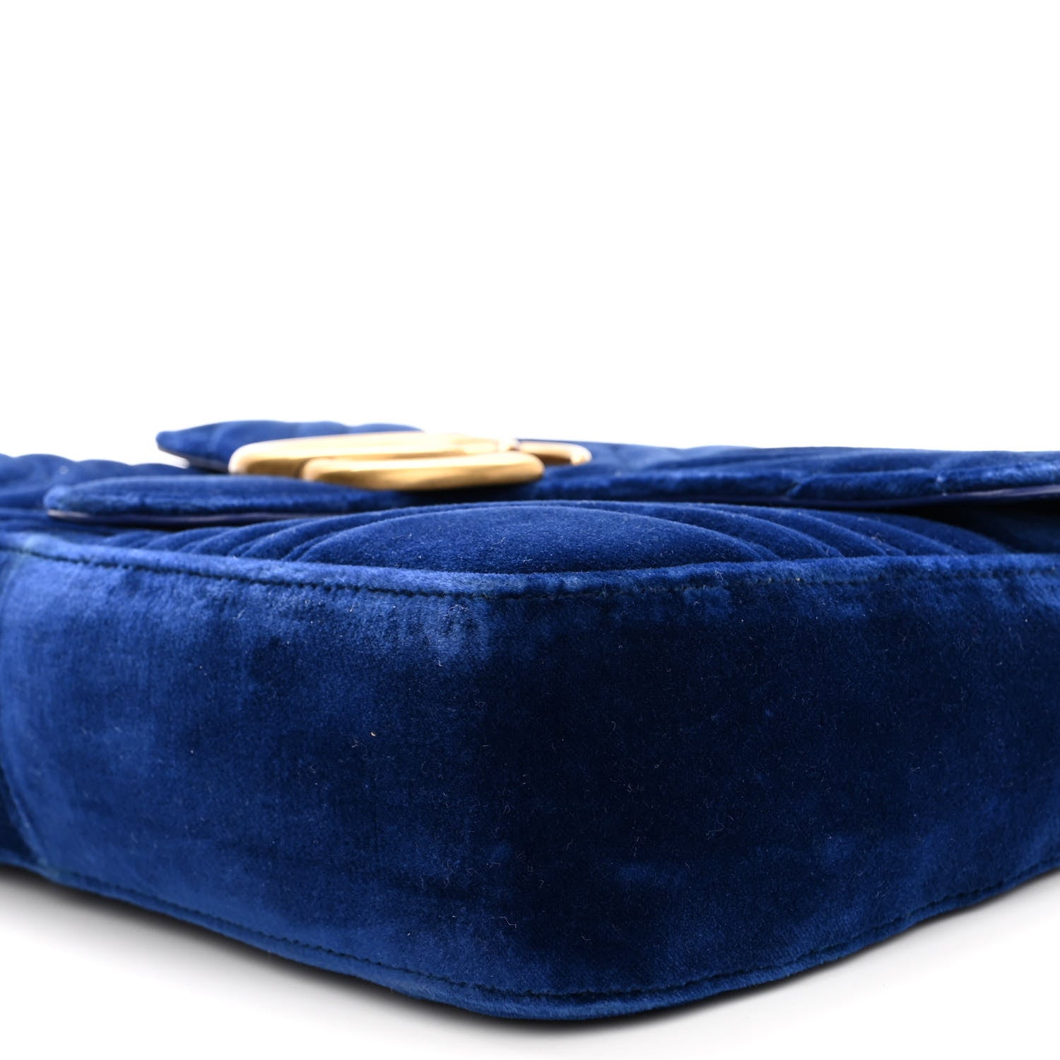 Gucci Velvet Matelasse Medium GG Marmont Shoulder Bag Cobalt Blue 9 of 9