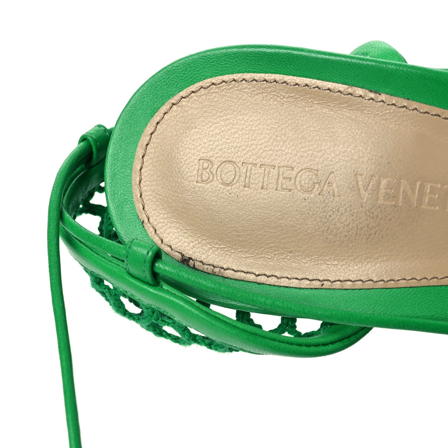Mesh Nappa Stretch Ankle Tie 90mm Sandals 39.5 Grass
