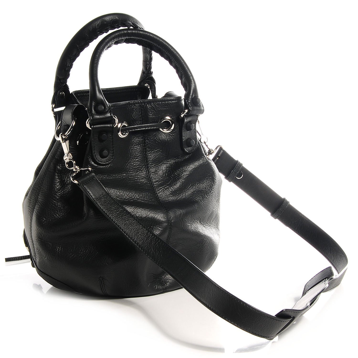 Balenciaga Matte Goatskin Rubber Covered Classic Hardware Mini Pompon Black 3 of 9
